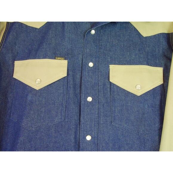 LAPCO Shirt Shacket Men's Large Vintage 90s Pearl Snap Duck Canvas USA Sz‎ 17.5 - Picture 5 of 9